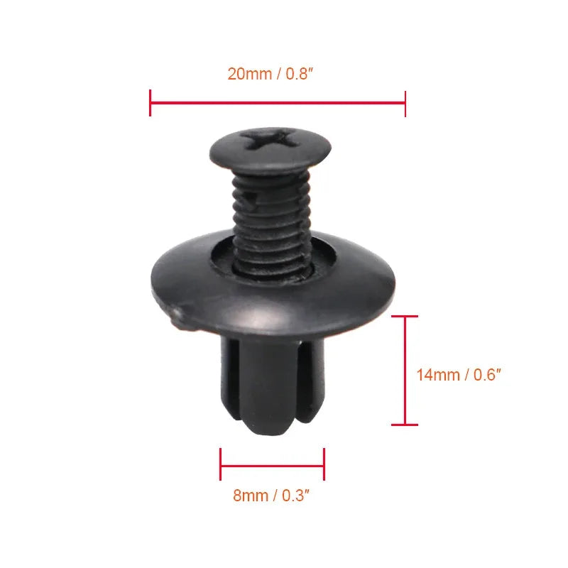 Black Plastic Push Rivet Clips – Auto Bumper & Fender Fasteners