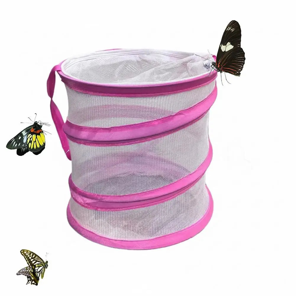 Retractable Kids Insect Butterfly Net & Observation Cage Set Insect Catching Net Zpaxo Pink cage