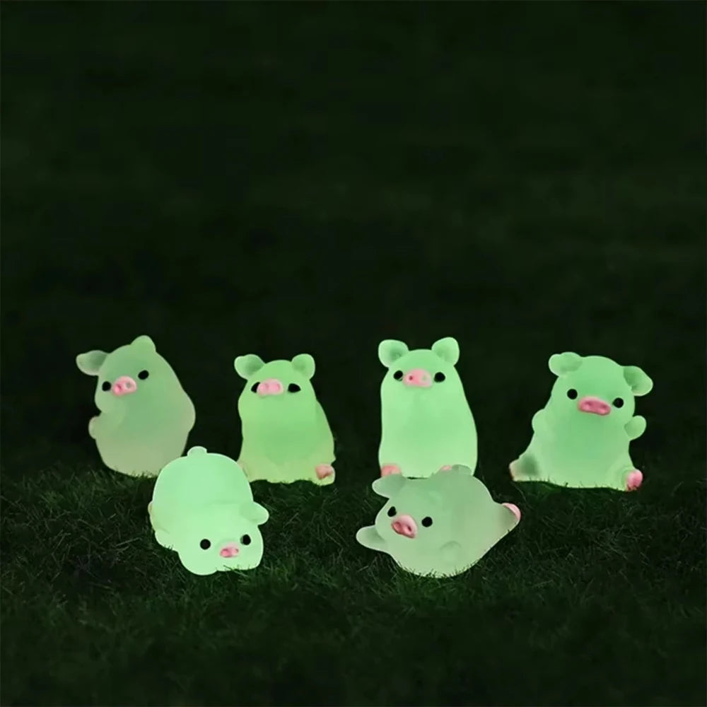 6/15/30/1Box Luminous Pig Design Glow in The Dark Creative Mini Pink Pig Miniature for Garden Landscape Home Decoration Zpaxo