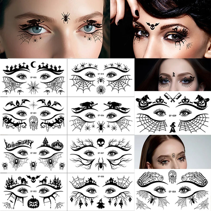 10 Sheets Spider Web Temporary Tattoos for Men Women Realistic Face Tattoo Stickers for Halloween Party False Tattoo Waterproof Zpaxo