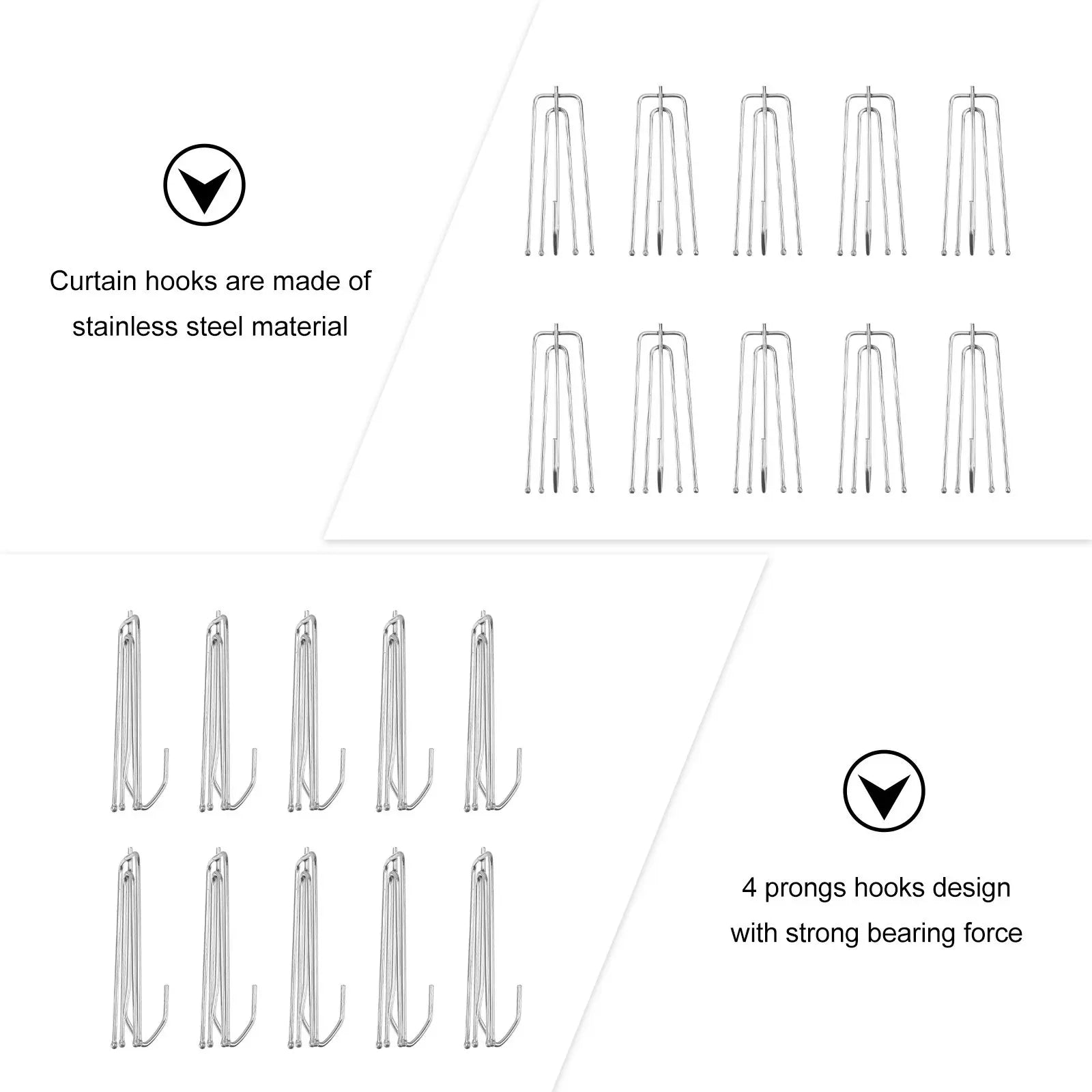 Stainless Steel Curtain Track Hooks 4-Prong Strong Bearing Force