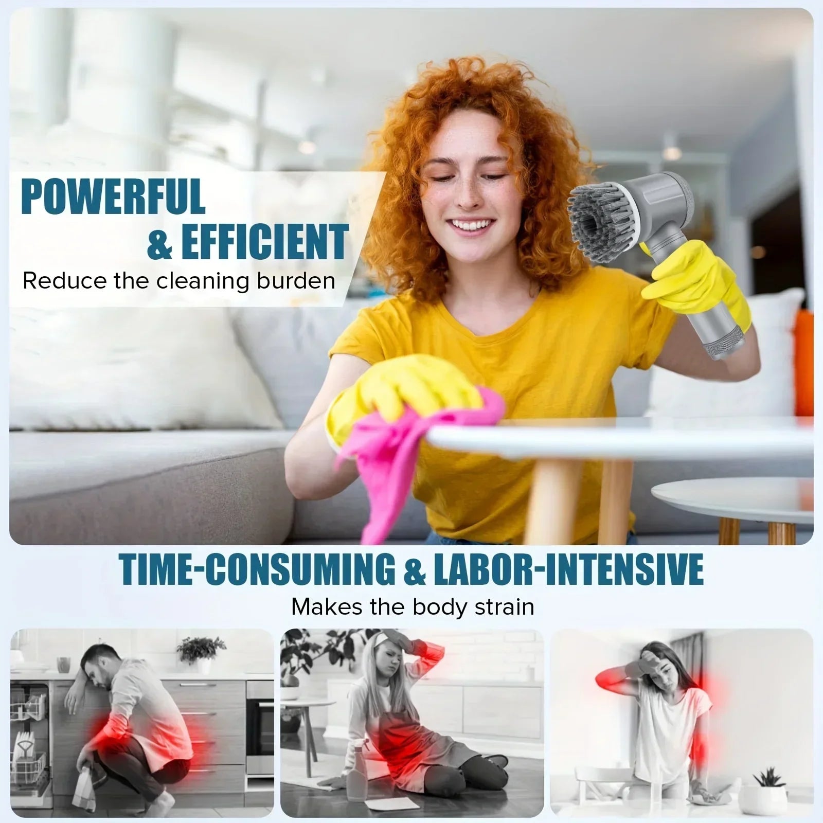 Electric Spin Scrubber Cordless 6 Replaceable Brush Heads Cleaning
