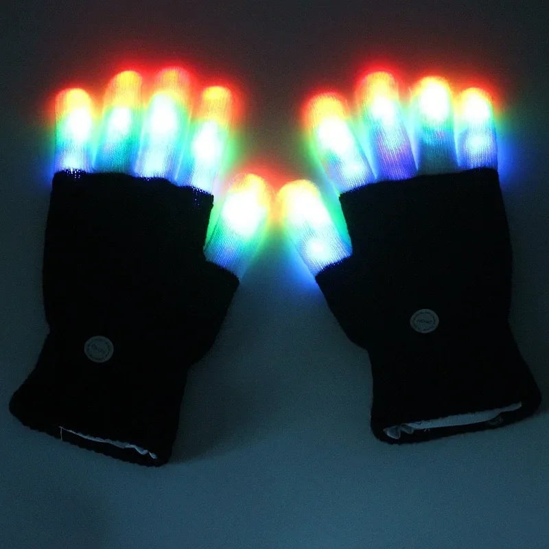LED Flashing Glow Gloves – 6-Mode Light-Up Rave Party Gloves