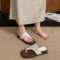 Summer Women's Metal Buckle Embellishment Toe Loop Comfortable Zpaxo Beige 35