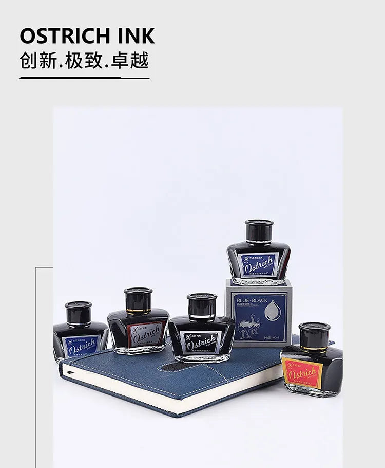 China Ostrich Pure Blue Black And Red Writing Word Than Carbon Black Ink 60ml Zpaxo