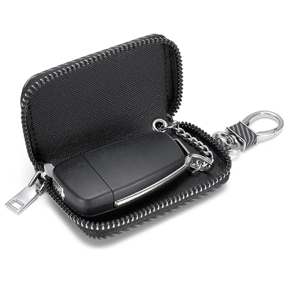 Simplicity With Keyring Mini Car Key Bag Lightweight Wear-resistant Car Key Cover Twill PU Leather Durable Zipper Key Case Women Zpaxo