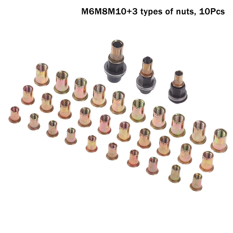 Hand Rivet Nut Tool Set Manual Riveter Kit With M3-12 Nut Heads For DIY Repair Installation Easy Use Accessory 10Pcs Zpaxo A4