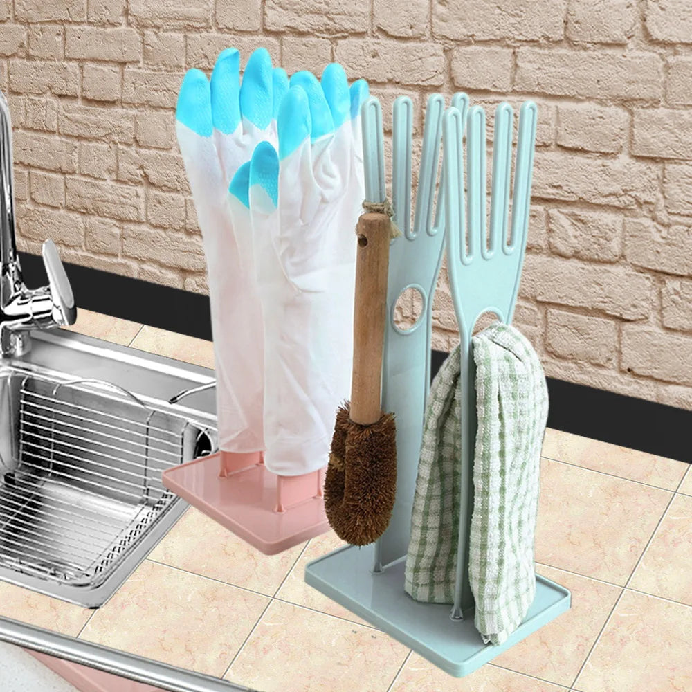 Drying Drain Rack Gloves Stand Holder Kitchen Rubber Glove Towel
