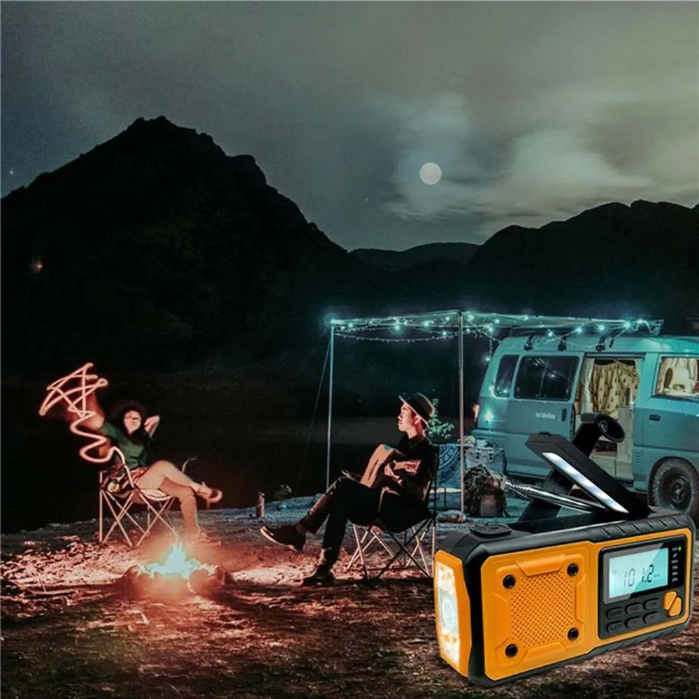 Portable 4000mAh Emergency Solar Power Radio Hand Crank AM FM Weather