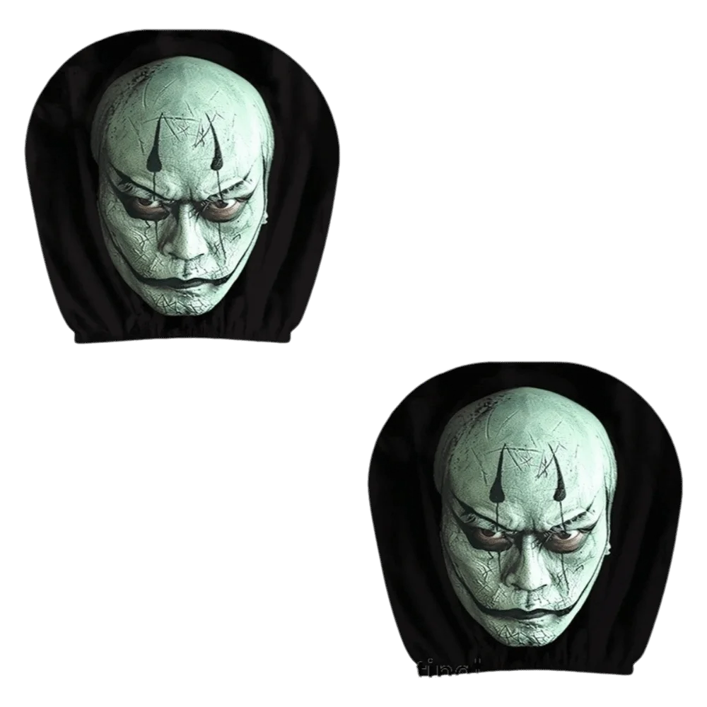 2D Stretch Car Headrest Covers Ghost Funny Neck Pillowcase Halloween Zpaxo 2pcs StyleB