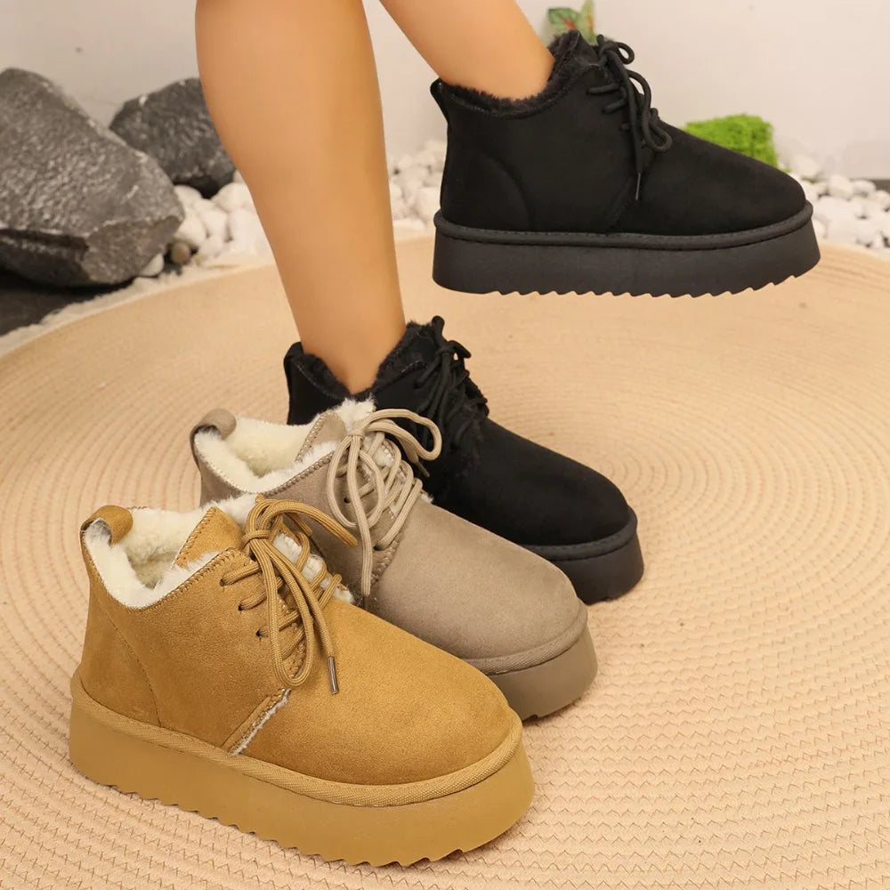Autumn Winter Fashion Casual Comfortable Velvet Warm Solid Cross Belt