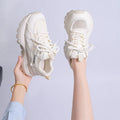 Women's Mesh Fabric Hollow Out Breathable Comfortable Sneakers Spring Zpaxo WHITE 36