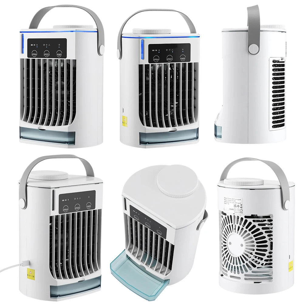 Misting Fan Portable Air Cooler Humidifier 3-speed Mini with 500mL Water Tank for Room for Office Tent Bedroom Zpaxo