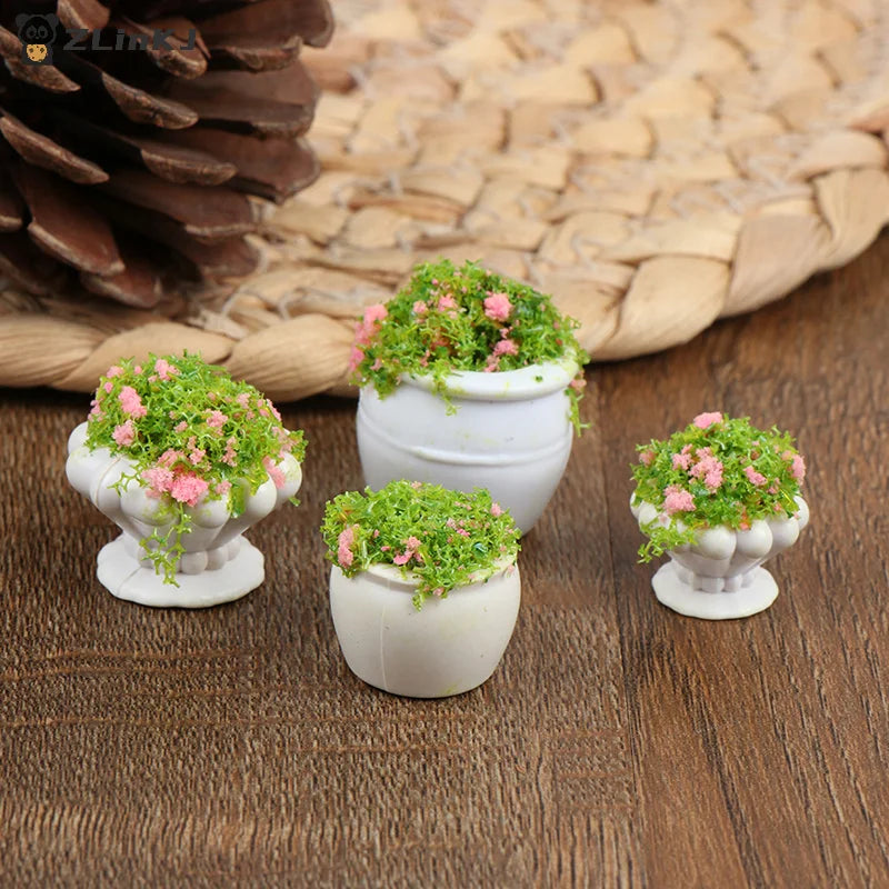 ▶2Pcs 1:12 Dollhouse Mini Green Plant Bonsai Flower Pots Furniture Accessories Zpaxo