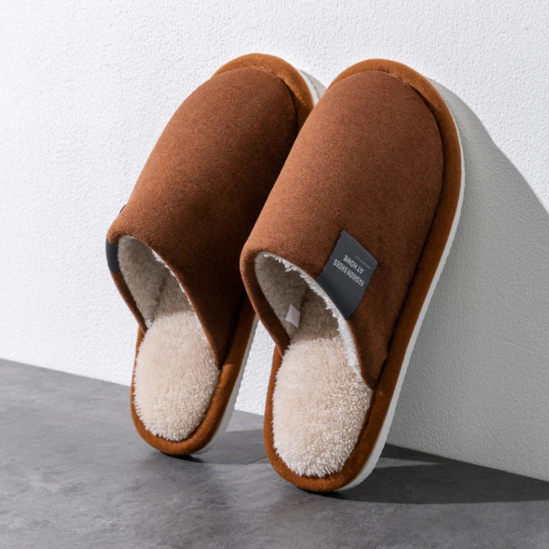 Winter Warm Slippers Men House Non Slip Soft Shoes Comfortable Flat Zpaxo coffee 36-37
