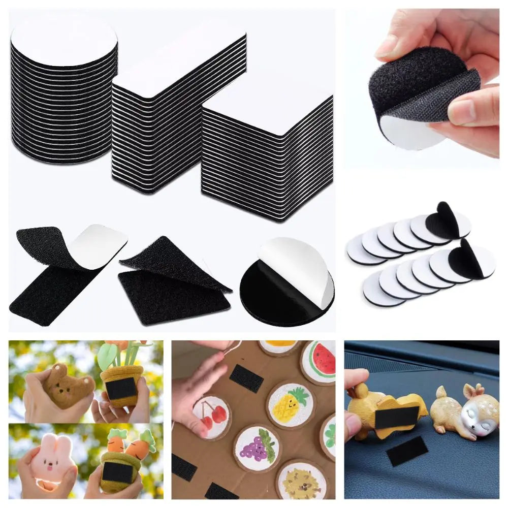 100pairs Strong Glue Hook and Loop Fastener Tape Self-Adhesive Heavy Duty Interlocking Dots Nylon Sticky Back Carpet Sticker Zpaxo