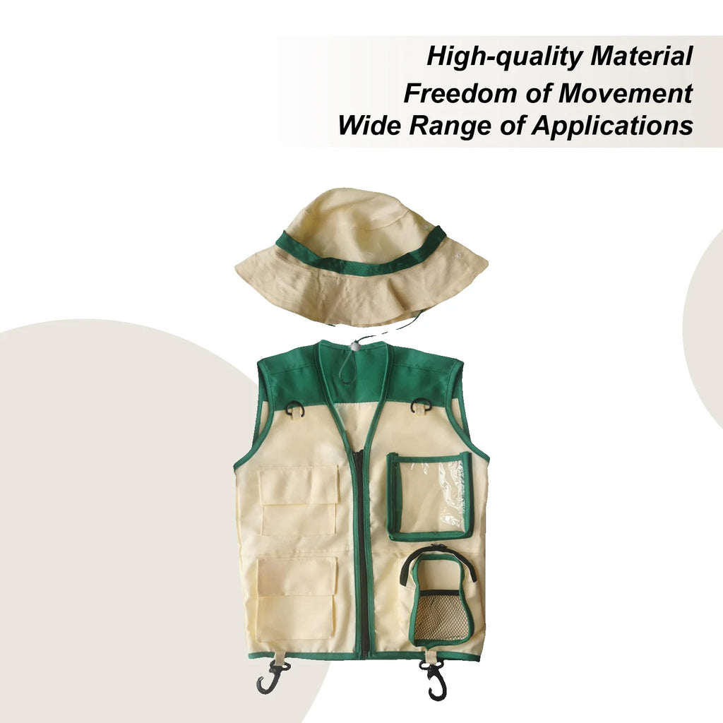 Kids Explorer Vest And Hat Outdoor Exploration Set Creative Vest And Hat Explorer Gear For Camping Hiking Beach Jungle Picnic Zpaxo