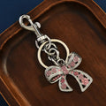 Alloy Rhinestone Bowknot Keychains Phone Chain Jewelry Sparkling Bow Bag Charm Ins Backpack Hanging Bow Car Keyrings Zpaxo Silver