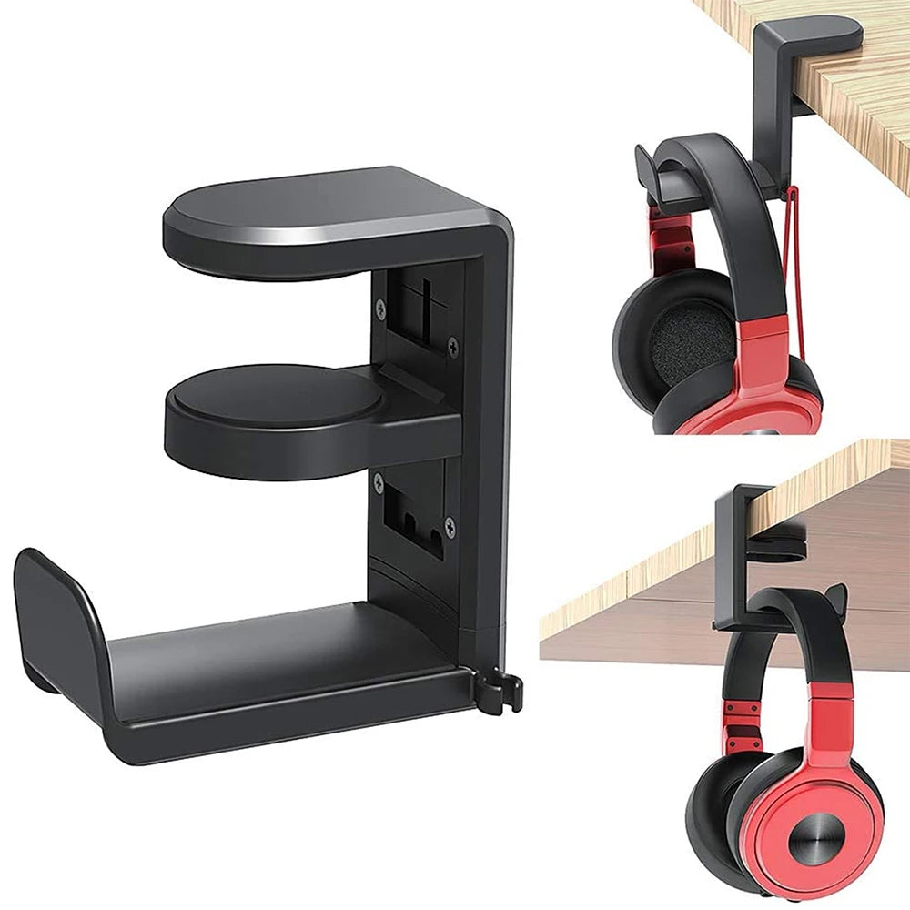 Rotating Headphone Stand PC Gaming Headset Holder Adjustable Clamp-On 360° Rotation Desk Hanger Hook Headphone Storage Zpaxo