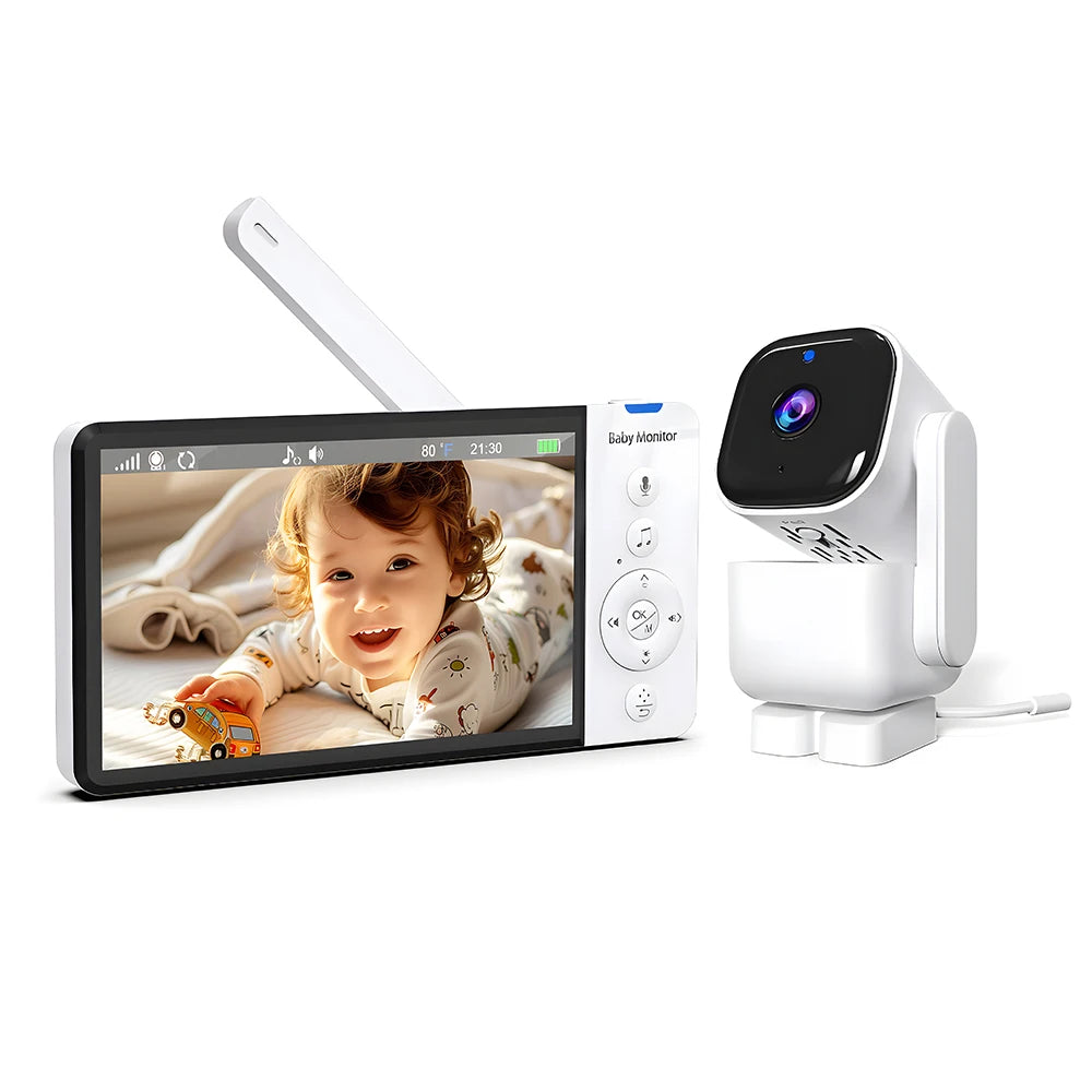 5 Inch Video Baby Monitor With Camera PTZ Zoom New Babyphone Cam IR Night Vision Surveillance Cameras Temperature Sensor Lullaby Zpaxo