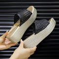 Hollow Out Breathable Women's Slippers Fish Mouth Wedge Anti Slip Zpaxo black 37