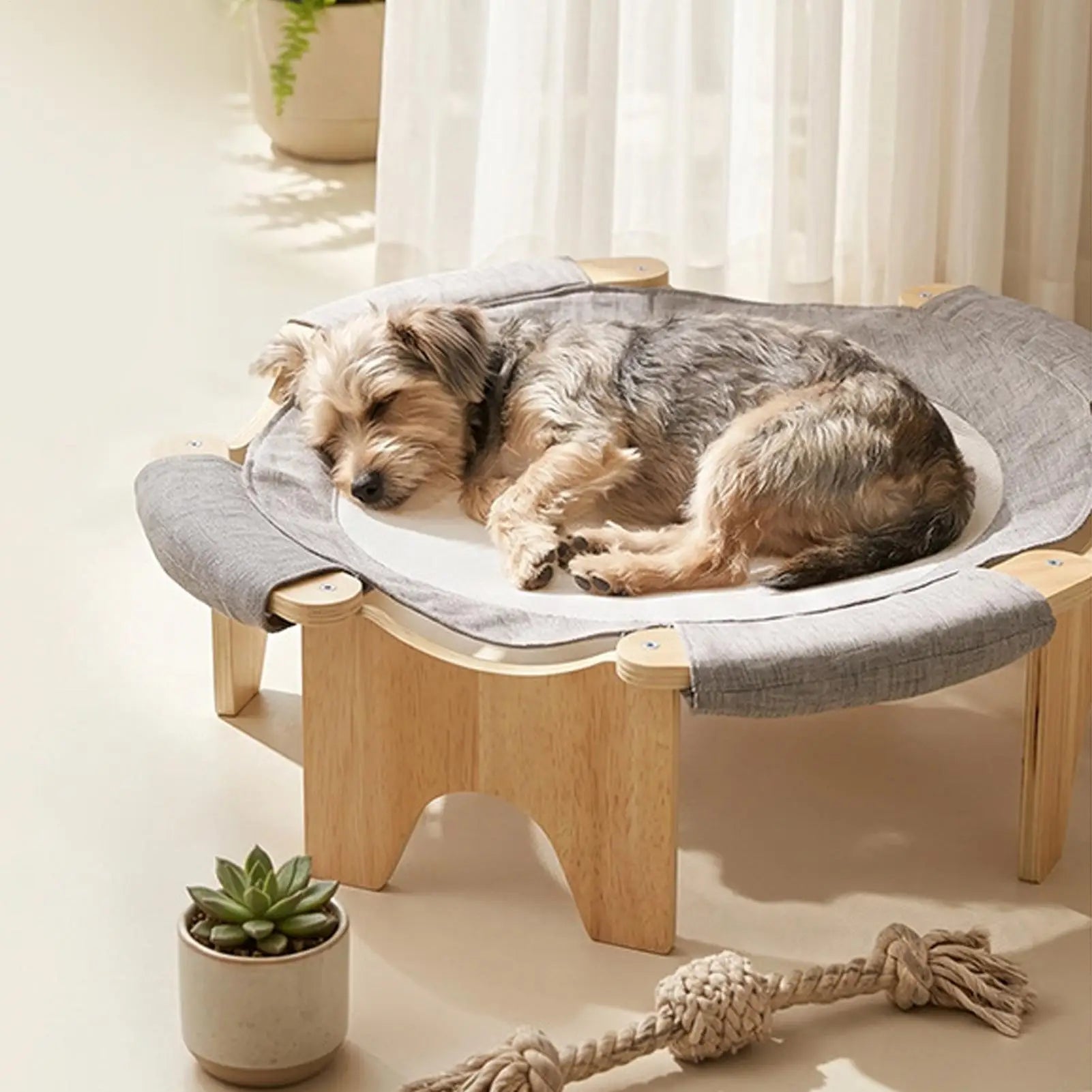 Cat Hammock Bed Wooden Stand Mesh Breathable Summer Indoor Large Beds