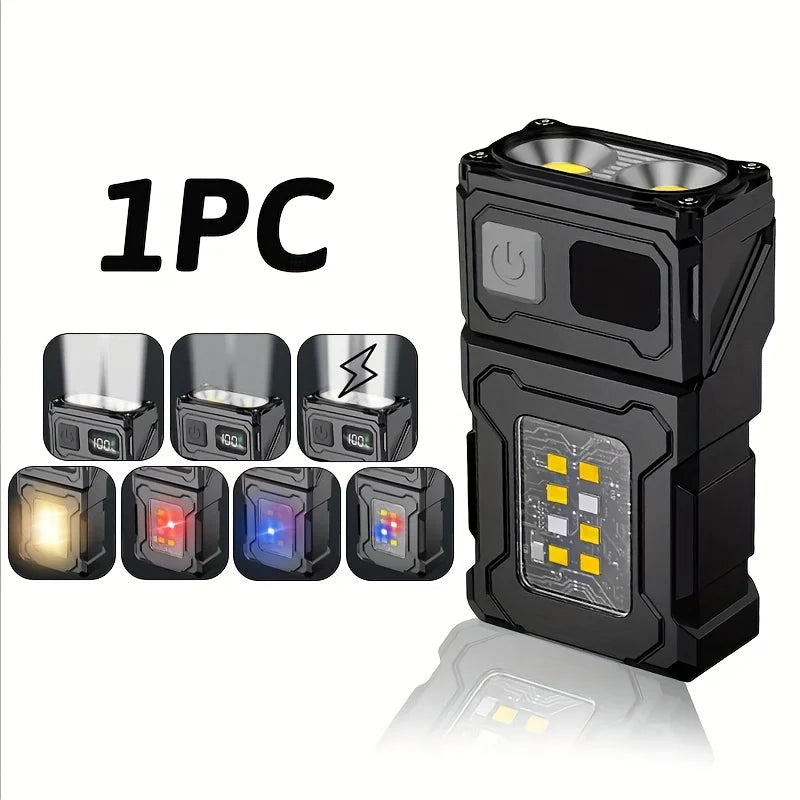 Mini Keychain Flashlight Rechargeable Camping Lamp Safety Warning Zpaxo 1PC