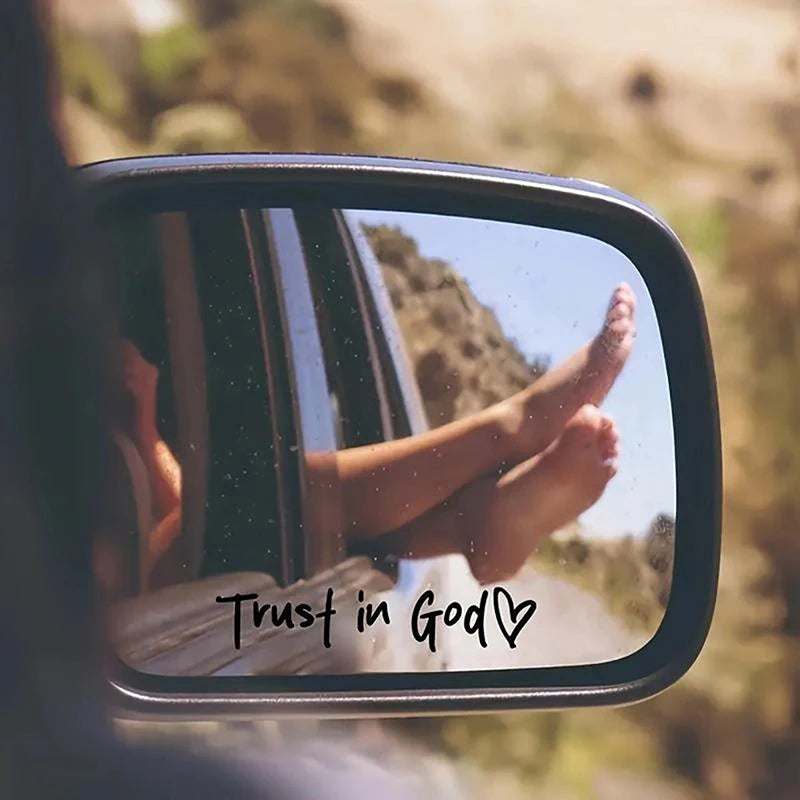 Trust in God Heart Car Mirror Sticker – Waterproof Decal