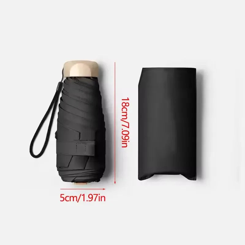 55% Off Mini Sun Umbrella Small Pocket Rain Umbrella Vinyl Folding UV Ultraviolet Protection Sun Shade Pocket Parasol Capsule Zpaxo