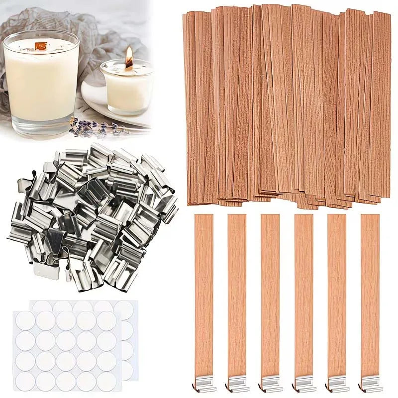 DIY Candle Making Kit - with Natural Wood Wicks, Metal Stands & Glue Dots for Crafting Zpaxo Default Title