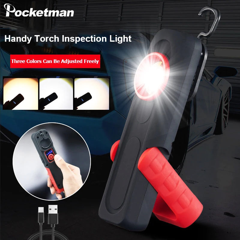 Pocketman COB+LED Rechargeable Work Light | 3-Color Temp, Magnetic