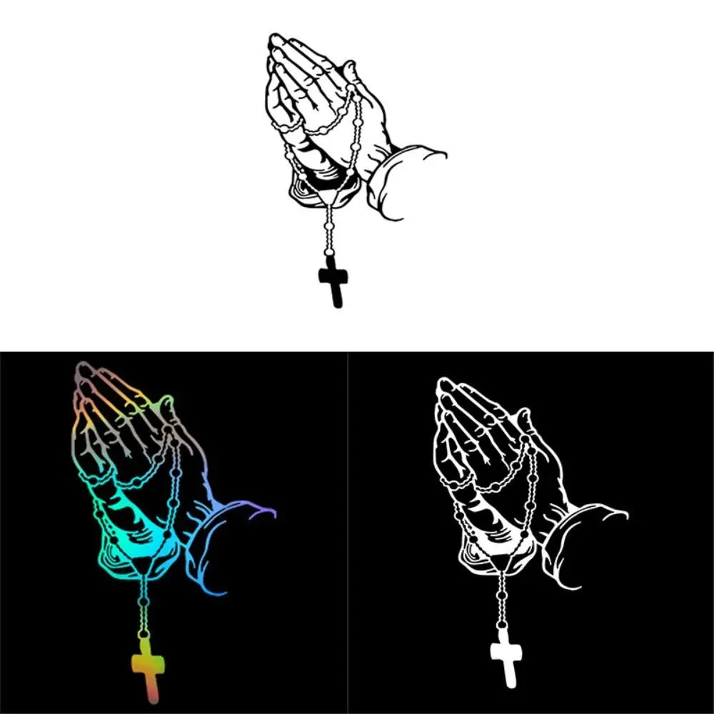 Prayer Gesture Car Laser Sticker Easy Install Self Adhesive Zpaxo