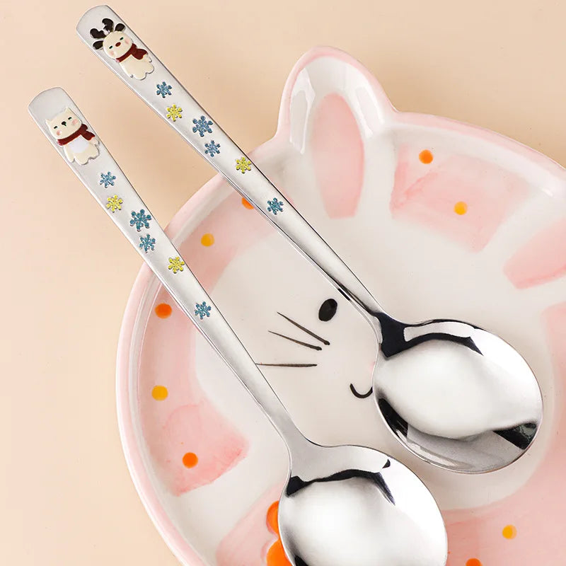 Korean Deer Embossed 304 Stainless Steel Long Handle Spoon Kitchen Spoon Zpaxo