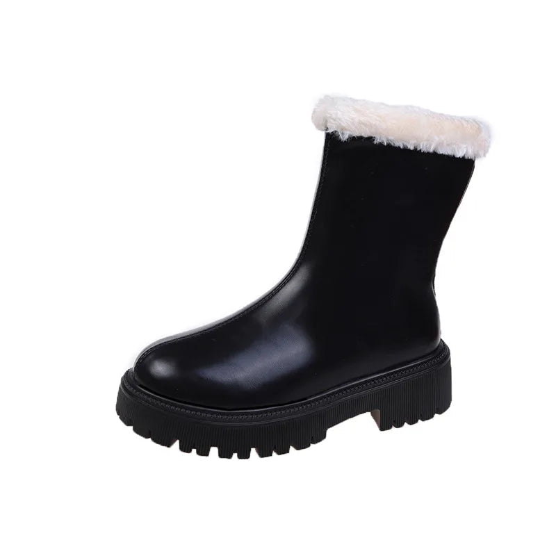 White Boots Women Winter 2023 Velvet Thickened Snow British Thick Zpaxo black 42 China Mainland