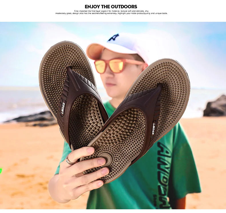 Slippers Men Flip Flops Beach Sandals Non-slip Casual Flat Shoes