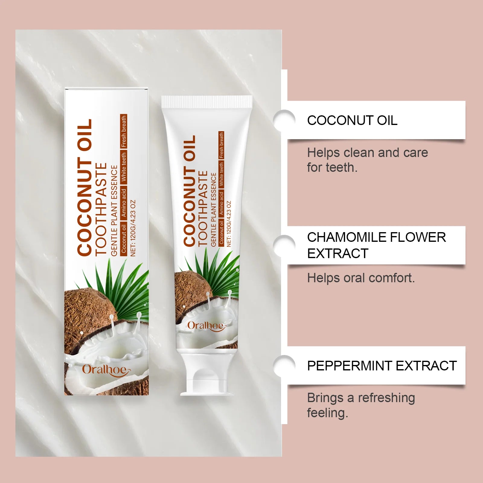 Coconut Oil Toothpaste Teeth Whitening Remove Tartar Cleansing Smoke Tea Stains Fresh Oral Breath Dental Corrector Brighten Care Zpaxo