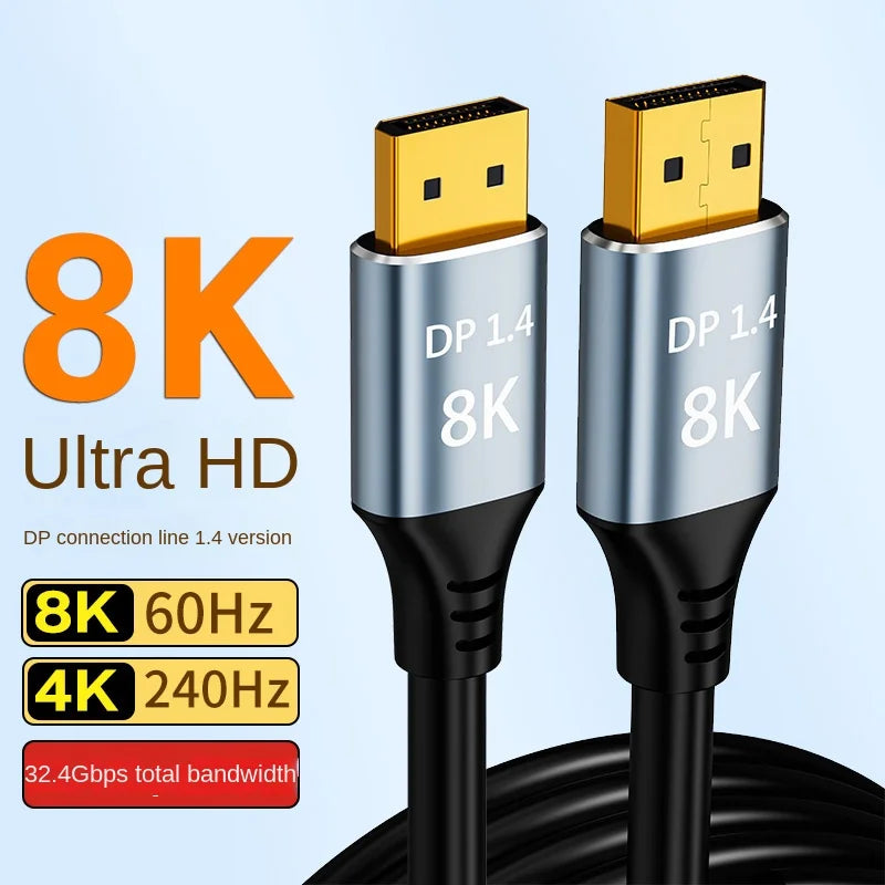 Displayport 1 4 Cable 8K 60Hz 4K HDR 165Hz Display Port Audio Video Zpaxo