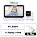 New 7 Inch Video Baby Monitor Security Protection IR Night Vision Pan Tilt Zoom Video Surveillance Temperature Sensor Lullaby Zpaxo 1V1-EU Plug