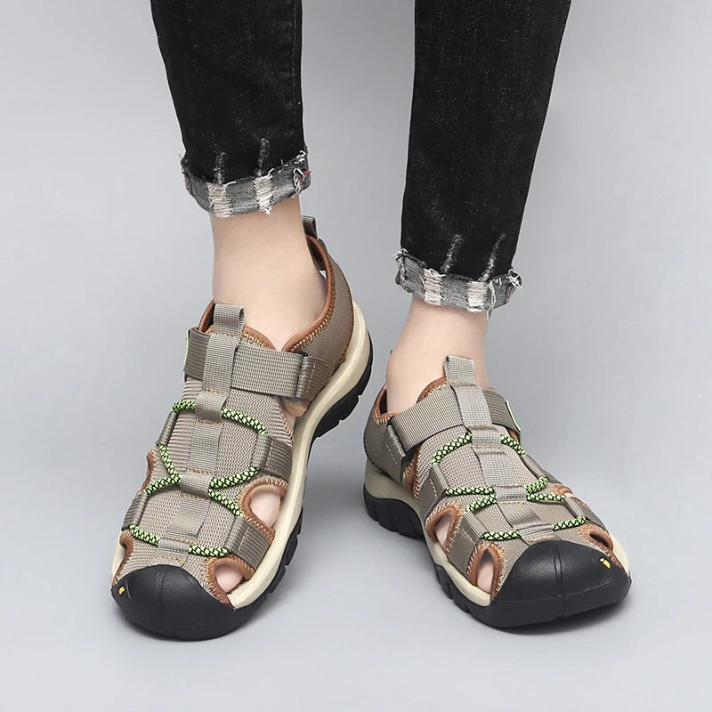 Summer Men Sandals Leather Mens Casual Shoes Outdoor Beach Roman Zpaxo