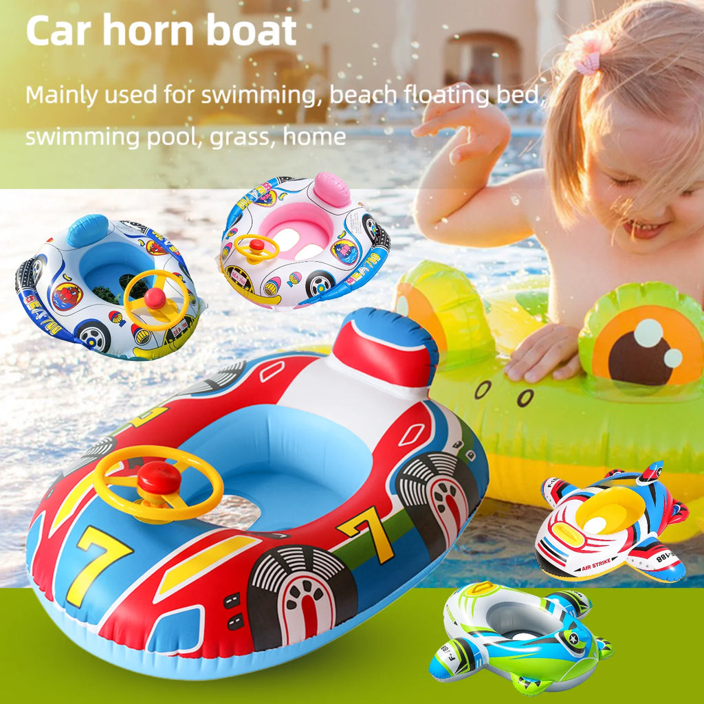 Baby Swimming Pool Float Cute Car Design Kids Toddler Inflatable