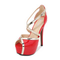 European American Catwalk Hollow Cross-haired Fish Mouth Women's Zpaxo y14-10 Red 39 China Mainland
