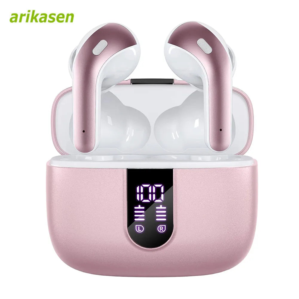 Wireless Bluetooth Earbuds Headphones 52 Hrs Playtime IPX7 Waterproof Zpaxo Pink B