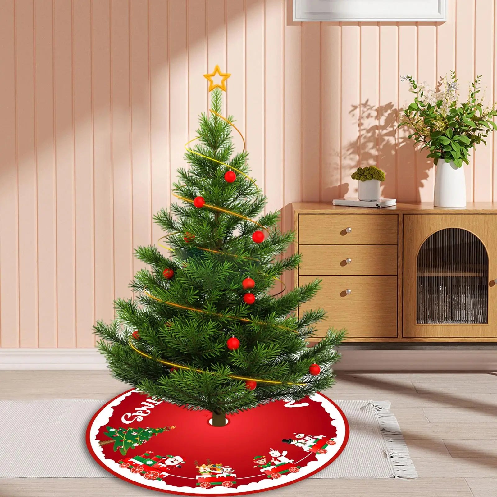 Christmas Tree Skirt Base Cover Warm Round Apron Holiday Zpaxo Style B