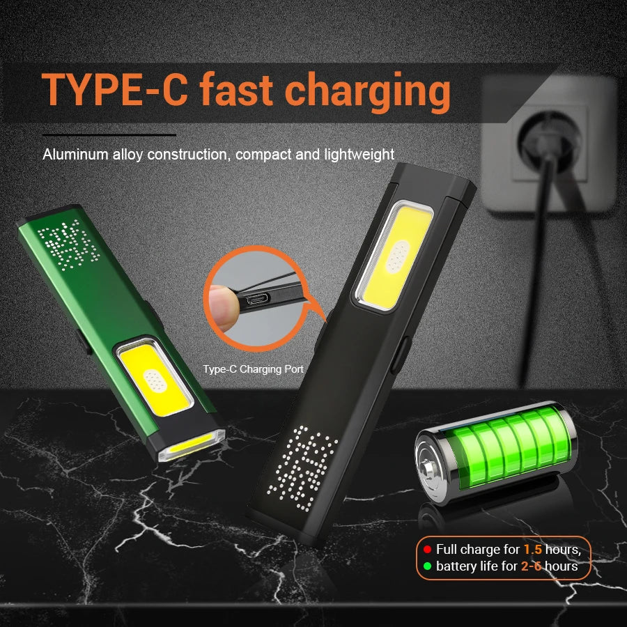 ZHIYU 800LM Rechargeable Pocket Flashlight – 6 Modes, COB+XPE
