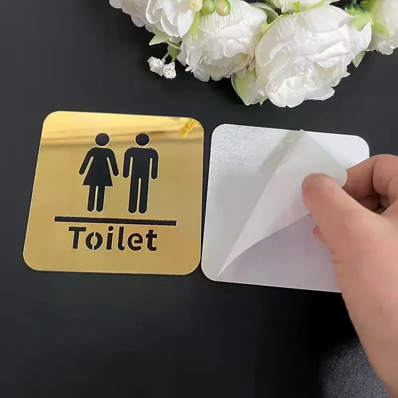 3.94-inch Acrylic Toilet Sign For Men And Women, Bathroom Identification, Round And Square Toilet Mirror Decals For Home Decor. Zpaxo
