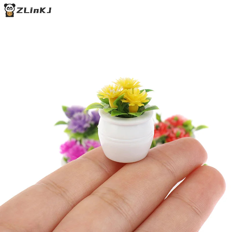 ▶3Pcs Random Dollhouse Plant, Miniature Bonsai Plant, Mini Potted Plant, Flower Model, Small Fake Green Decorative Toyhouse Zpaxo