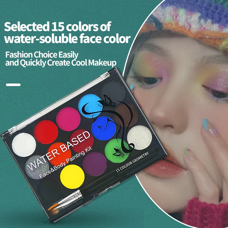 Face Body Painting palette 15 color water soluble Non Toxic facial Paint Cosplay hallowee Drawing waterproof Face Body Art Paint Zpaxo