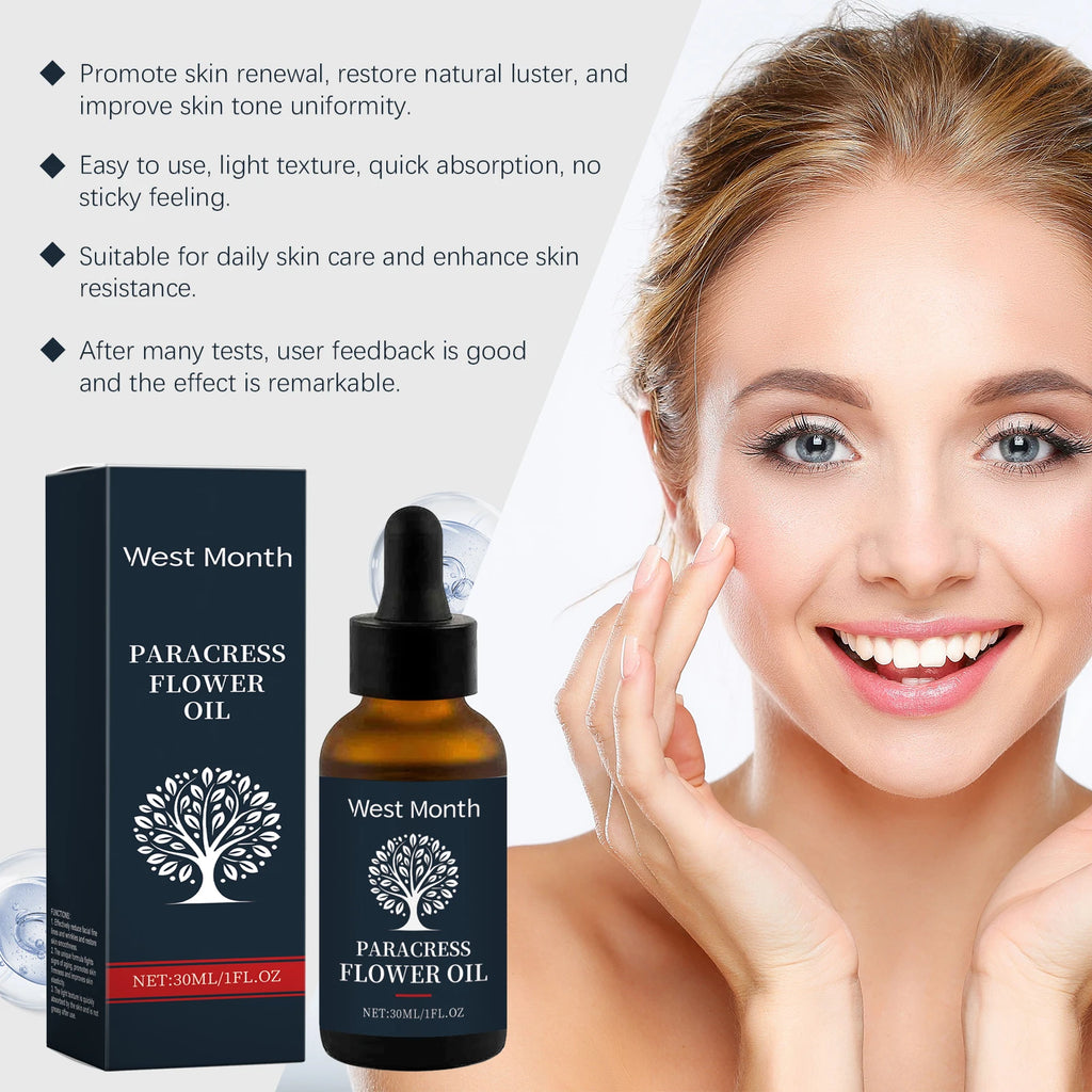 WEST MONTH Paracress Flower Essence Oil Reduce Facial Fine Lines Wrinkles Light Texture Quickly Absorbed Not Greasy After Use Zpaxo