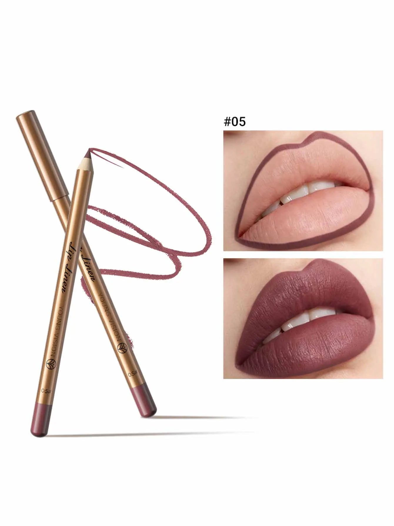 Waterproof Matte Lip Liner and Lipstick Pencil Set Long-Lasting Non-Fading Smudge-Proof Tip Lip Pencil for Precise Application Zpaxo 1PC-05