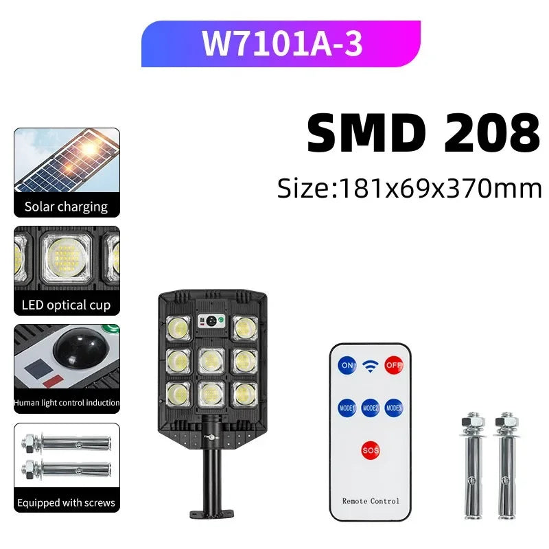 Solar Power Street Light Motion Sensor LED Solar Led Outdoor Lighting 3 Mode Lighting IP66 Waterproof COB Security Lamp for Yard Zpaxo A1-208SMD China Mainland